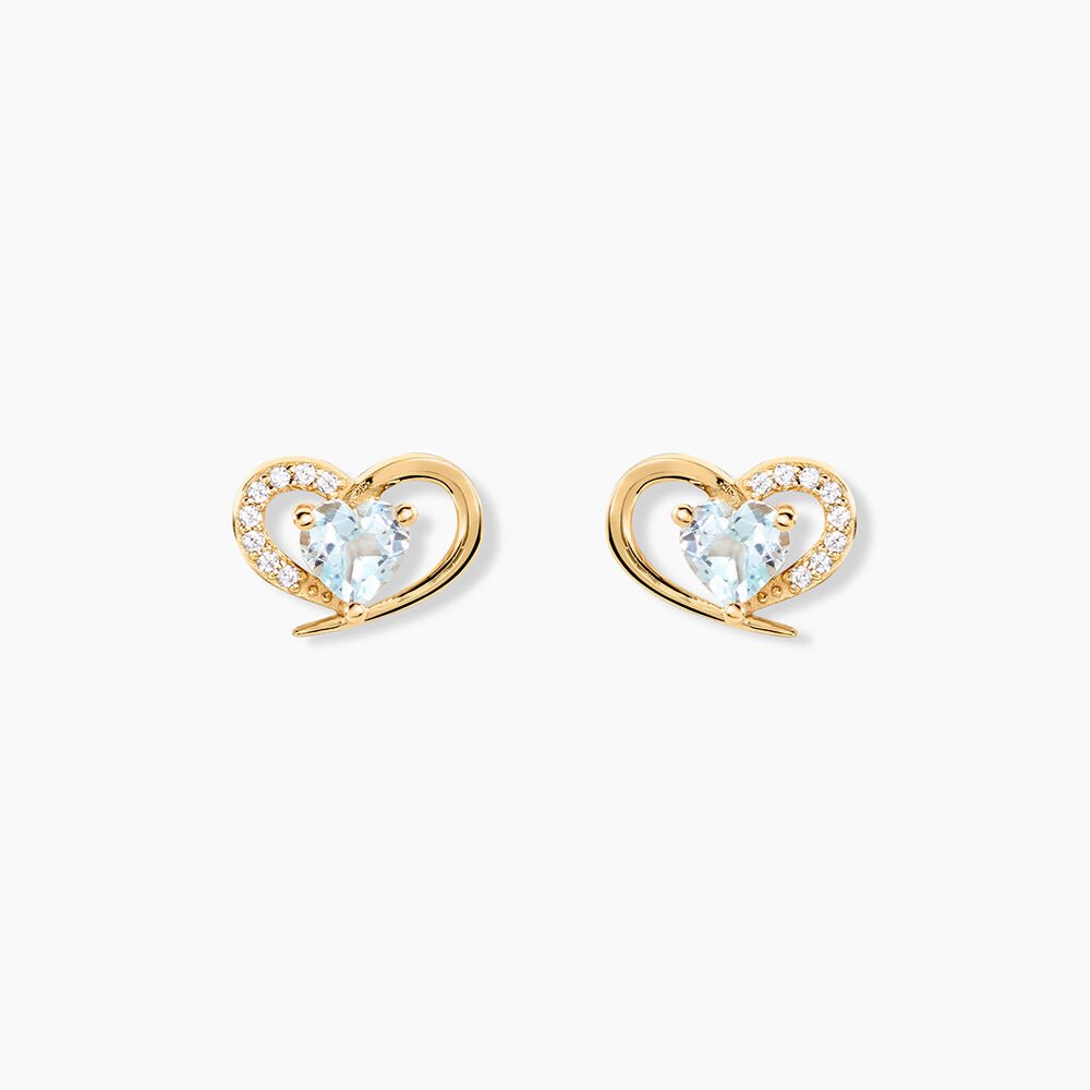 Boucles D'Oreilles Puces Creighton Argent Dor&eacute; A L'Or 750/1000 Topaze Oxyde De Zirconium - Puces Femme | Marc Orian