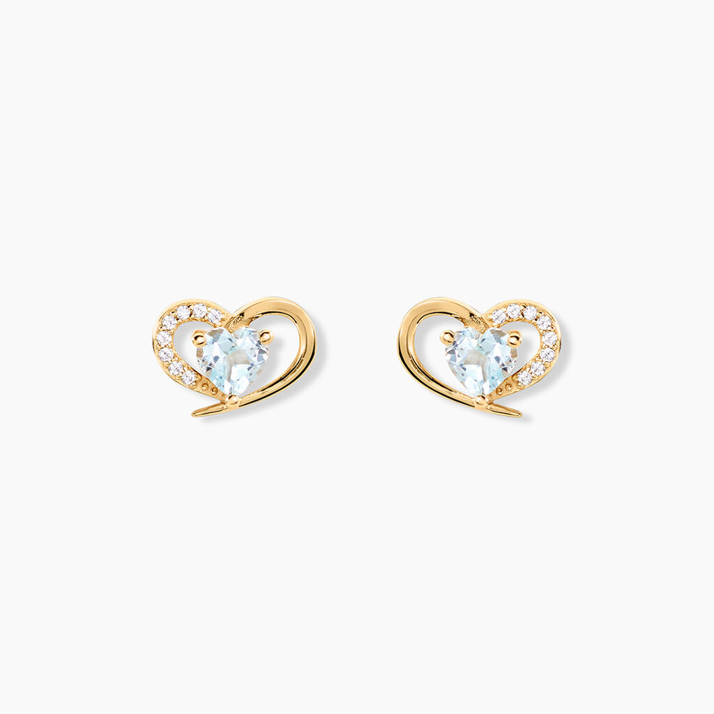 Boucles D'Oreilles Puces Creighton Argent Dor&eacute; A L'Or 750/1000 Topaze Oxyde De Zirconium - Puces Femme | Marc Orian