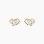 Boucles D'Oreilles Puces Creighton Argent Dor&eacute; A L'Or 750/1000 Topaze Oxyde De Zirconium - Puces Femme | Marc Orian