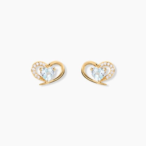 Boucles D'Oreilles Puces Creighton Argent Dor&eacute; A L'Or 750/1000 Topaze Oxyde De Zirconium - Puces Femme | Marc Orian
