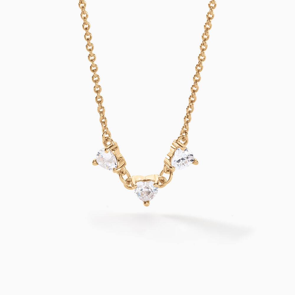 Collier Po&eacute;sie Ros&eacute;e Plaque Or Jaune Oxyde De Zirconium - Colliers avec pierres Femme | Marc Orian