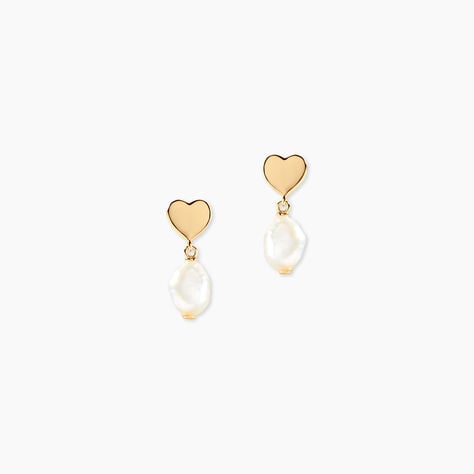 Boucles D'Oreilles Pendantes Loving Pearl Argent Dor&eacute; A L'Or 750/1000 Perle De Culture - Pendantes Femme | Marc Orian