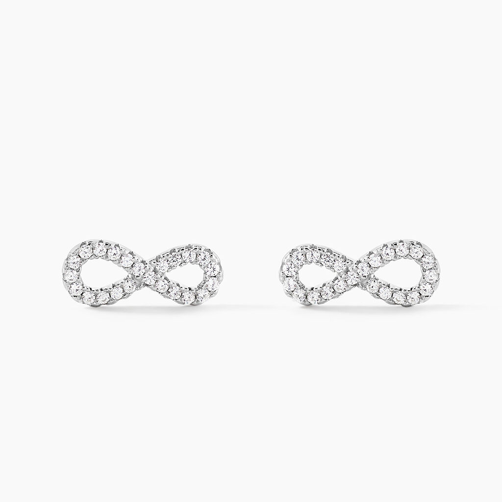 Boucles D'oreilles Puces Clélia Argent Blanc Oxyde De Zirconium - Puces Femme | Marc Orian