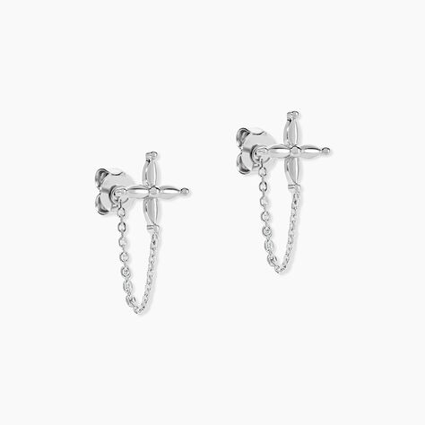 Boucles D'oreilles Pendantes Phula Argent Blanc - Pendantes Femme | Marc Orian