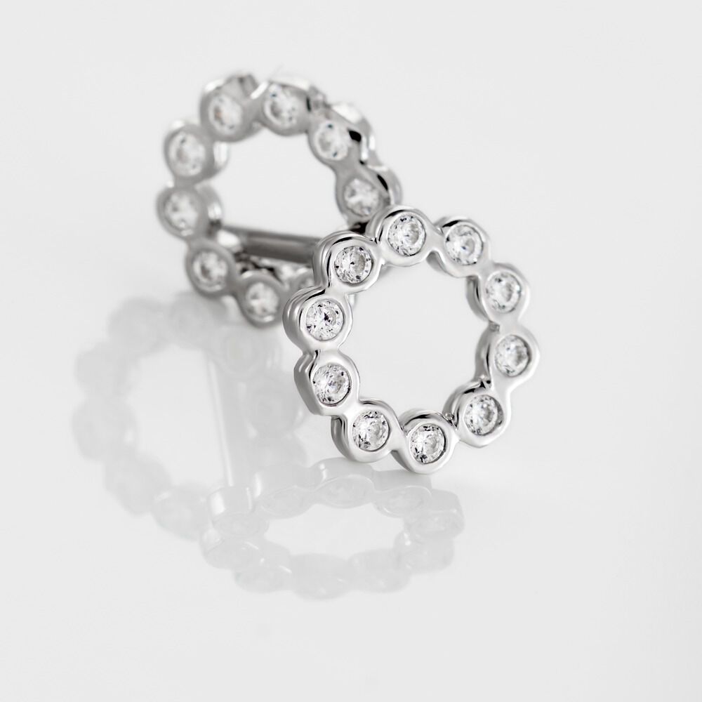 Boucles D'oreilles Puces Argent Blanc Leonhard Oxydes De Zirconium - Puces Femme | Marc Orian