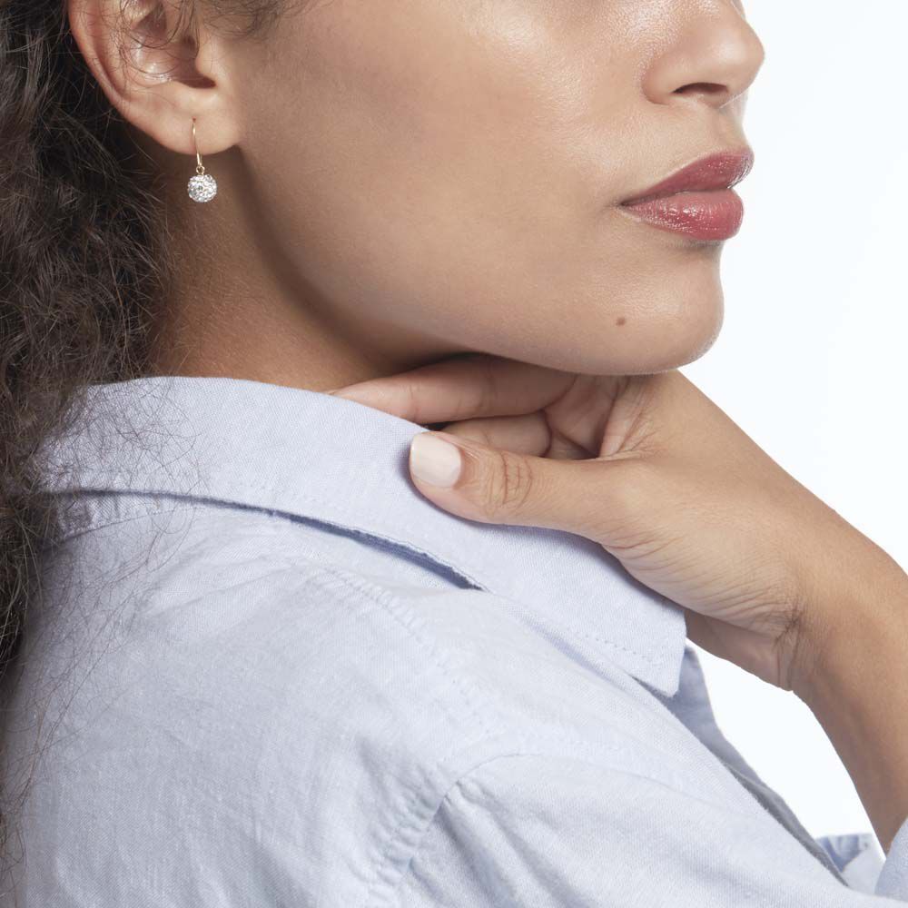 Boucles D'oreilles Pendantes Or Jaune Fidelia Cristal - Pendantes Femme | Marc Orian
