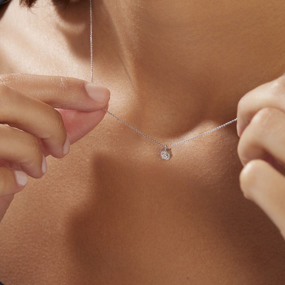 Collier Elfa Or Blanc Diamant - Colliers avec pierres Femme | Marc Orian