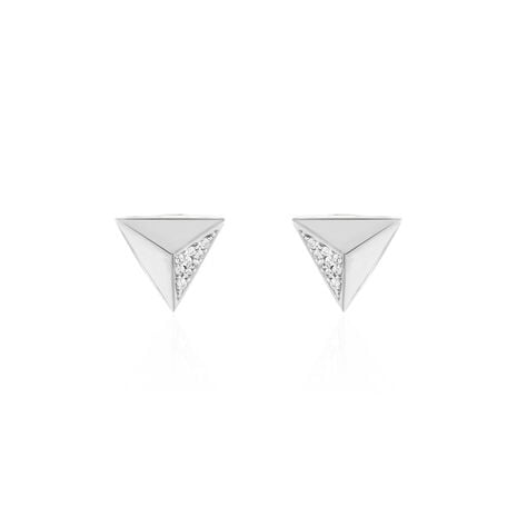 Boucles D'oreilles Puces Cleona Argent Blanc Oxyde De Zirconium - Puces Femme | Marc Orian