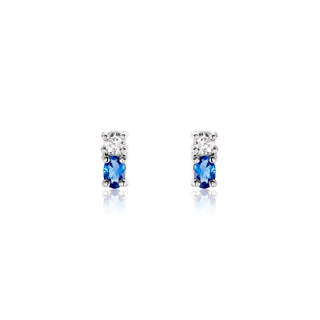 Boucles D'oreilles Puces Argent Blanc Augusts Oxydes De Zirconium - Puces Femme | Marc Orian
