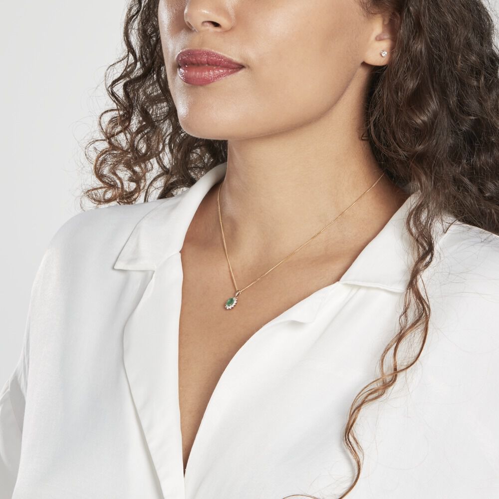 Pendentif Or Jaune Emeraude Diamants - Pendentifs Femme | Marc Orian