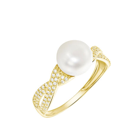 Bague Maria-theresa Or Jaune Perle De Culture Et Oxyde De Zirconium - Bagues Femme | Marc Orian