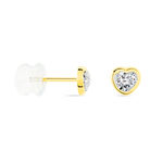 Boucles D'oreilles Puces Edme C&oelig;ur Or Jaune Strass - Puces Famille | Marc Orian