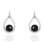Boucles D'oreilles Pendantes Nerea Argent Blanc C&eacute;ramique Et Oxyde - Pendantes Femme | Marc Orian