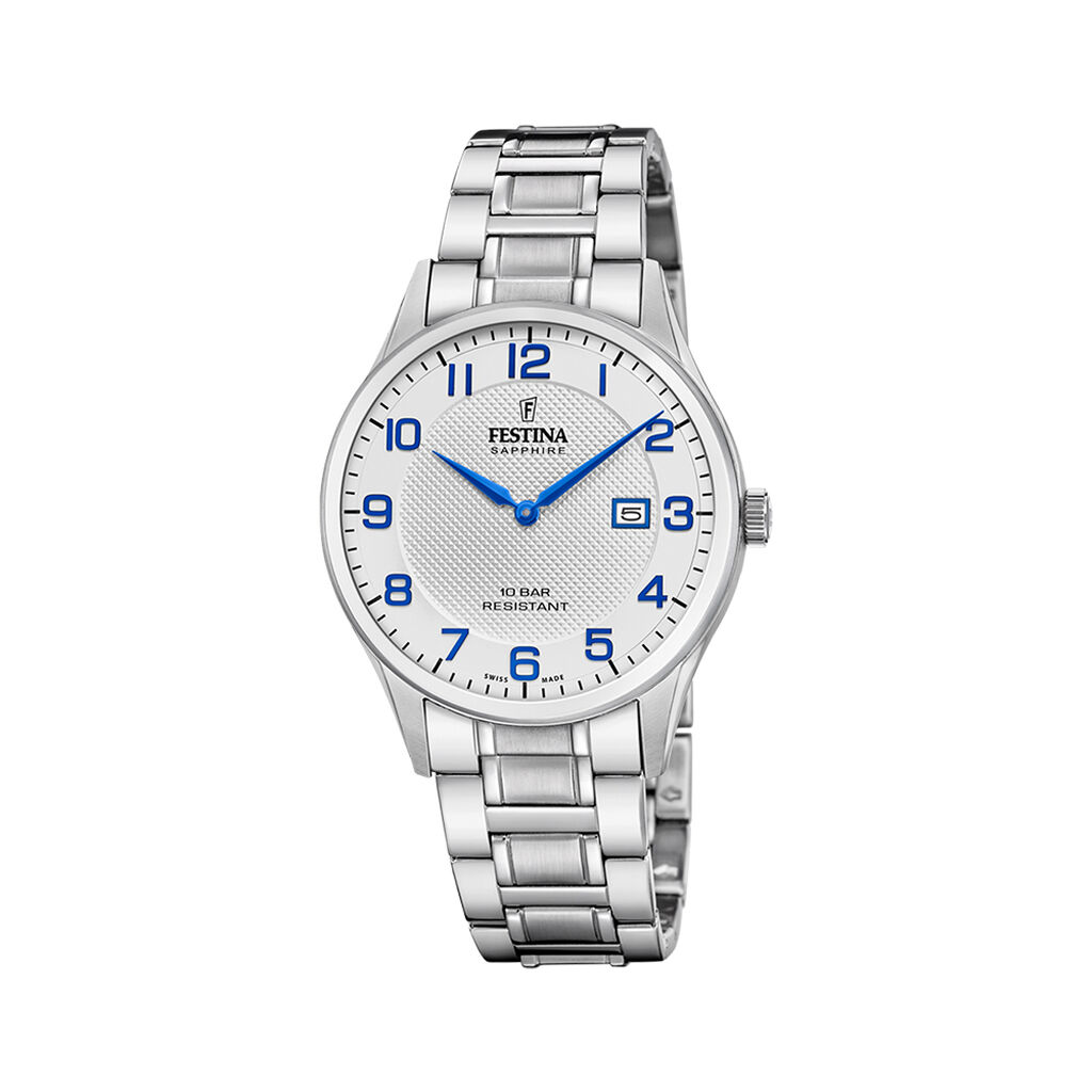 Montre Festina Swiss Made 40 Argent&eacute; - Montres &eacute;tanches Homme | Marc Orian