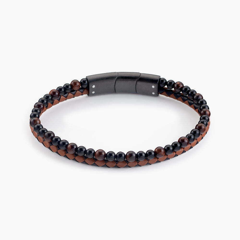 Bracelet Cuir De Vache Marron Oeil De Tigre - Bracelets cuir Homme | Marc Orian