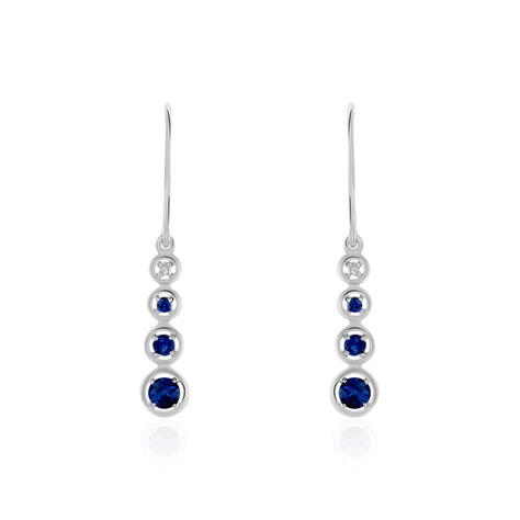 Boucles D'oreilles Pendantes Josephine Or Blanc Saphir Et Diamant - Boucles d'oreilles Pendantes Femme | Marc Orian