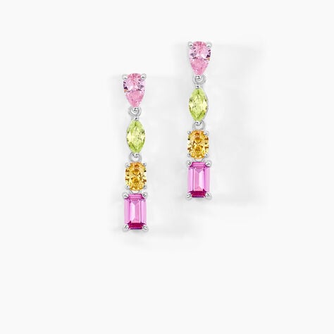 Boucles D'oreilles Pendantes Evasion Argent Blanc Oxyde Pierre - Pendantes Femme | Marc Orian