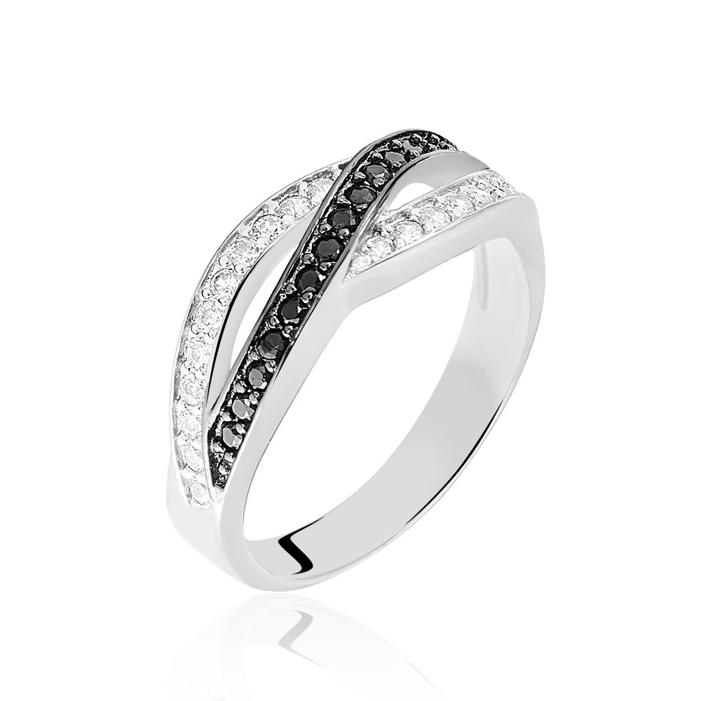 Bague noir shop et argent femme