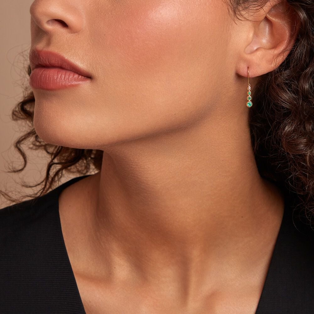 Boucles D'oreilles Pendantes Josephine Or Jaune Emeraude - Pendantes Femme | Marc Orian