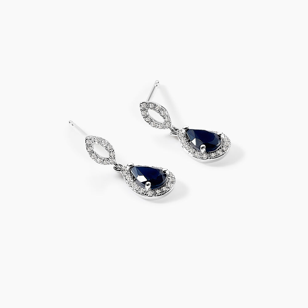Boucles D'oreilles Puces Sissi Or Blanc Saphir Et Diamant -  Femme | Marc Orian