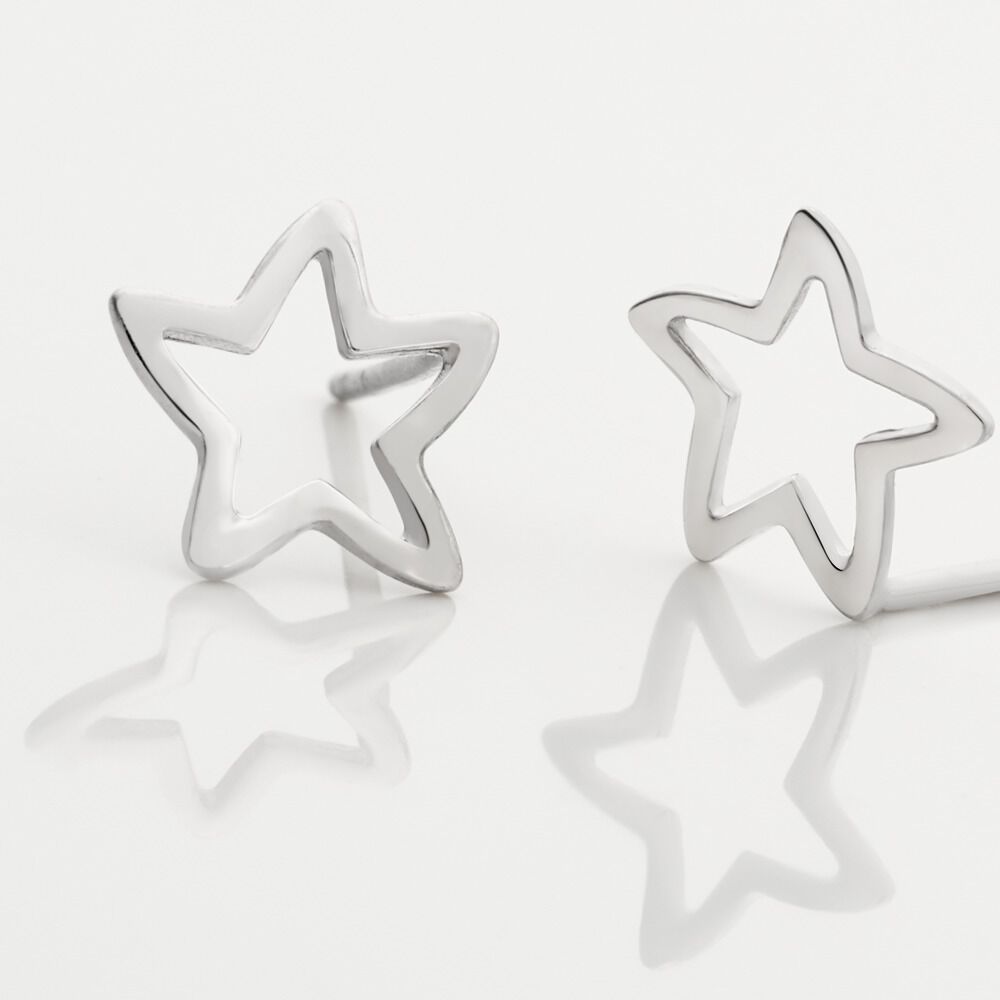 Boucles D'oreilles Puces Alphonsine Etoile De Mer Or Blanc - Puces Femme | Marc Orian