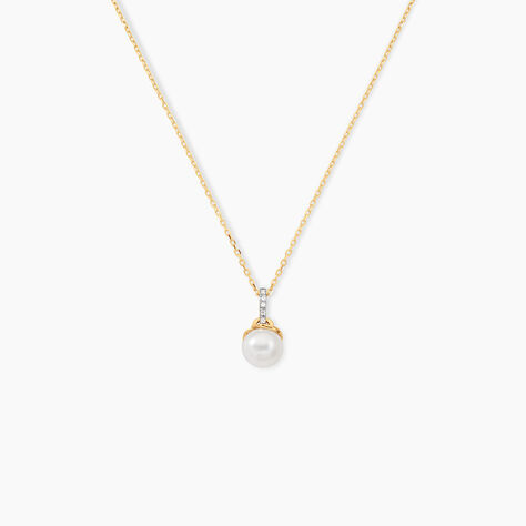 Collier Delight Or Jaune Perle De Culture Oxyde De Zirconium - Colliers avec pierres Femme | Marc Orian