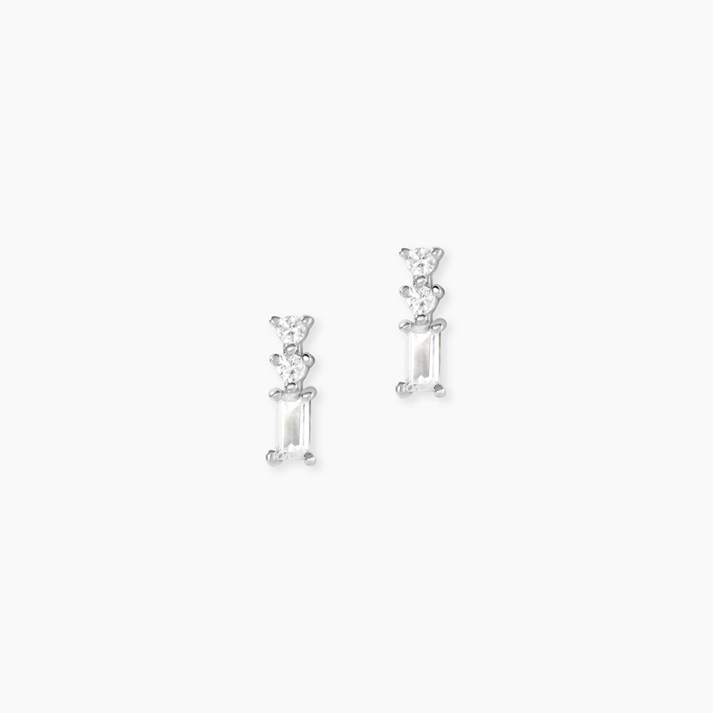 Boucles D'oreilles Puces Iolyn Argent Blanc Oxyde De Zirconium - Puces Femme | Marc Orian