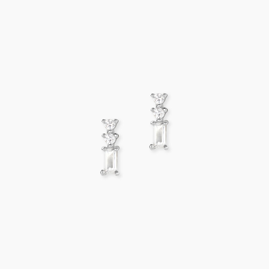 Boucles D'oreilles Puces Iolyn Argent Blanc Oxyde De Zirconium - Puces Femme | Marc Orian