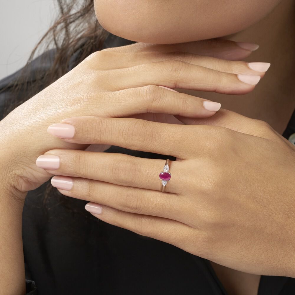 Bague Edgina Or Blanc Rubis Et Diamant - Bagues vintage Femme | Marc Orian