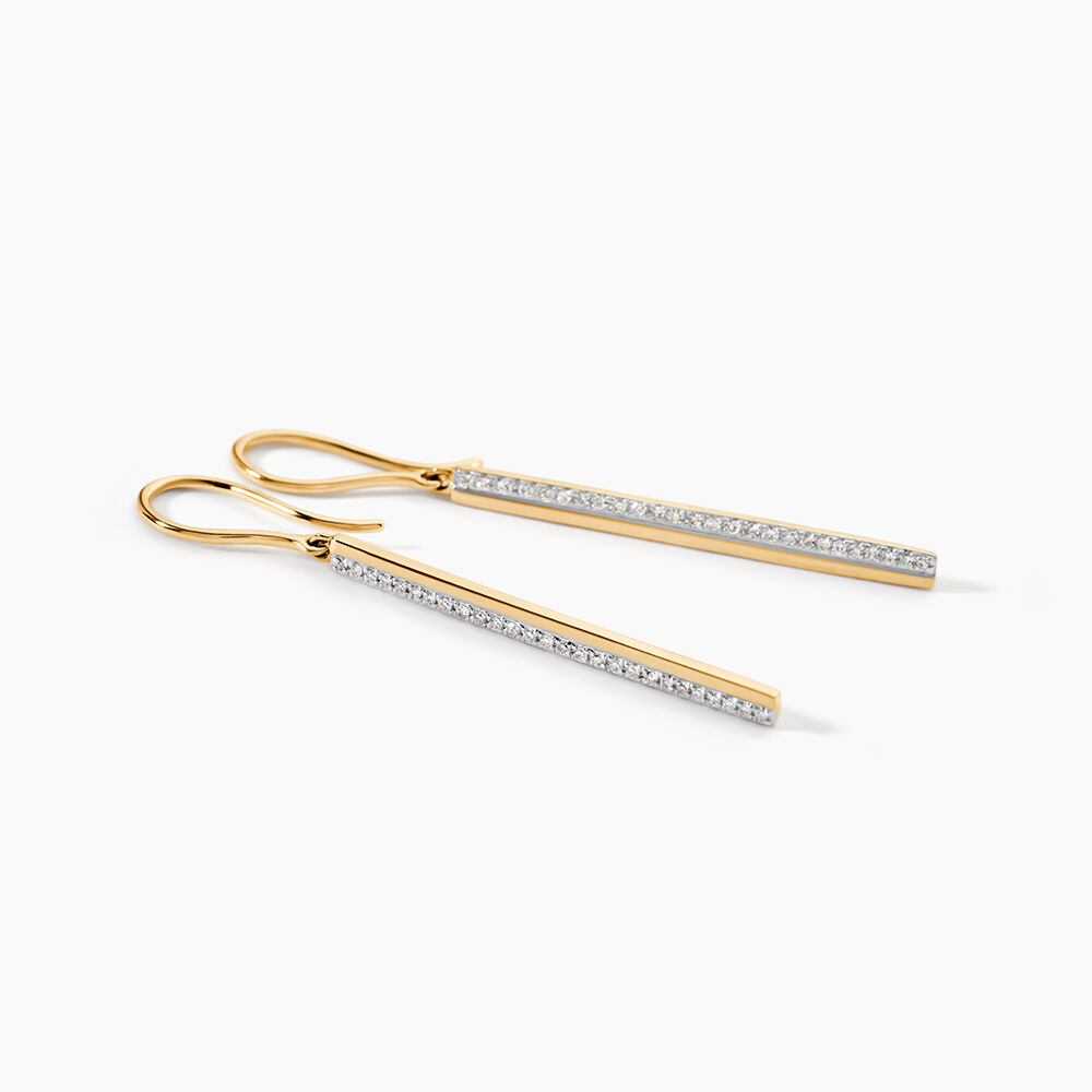 Boucles D'oreilles Pendantes Sahteene Or Jaune Diamant - Pendantes Femme | Marc Orian