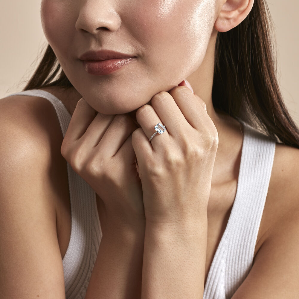 Bague Or Blanc Mone Topaze Et Oxydes De Zirconium - Bagues pierres fines Femme | Marc Orian