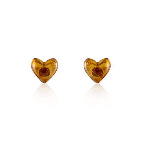 Boucles D'oreilles Puces Argent Blanc Nida Ambre - Puces Femme | Marc Orian