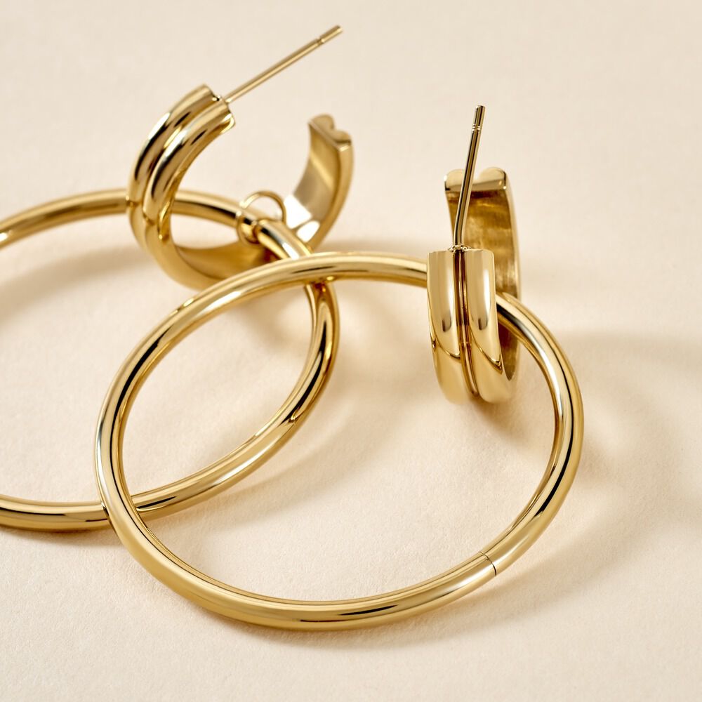 Boucles D'oreilles Pendantes Juhani Acier Jaune - Pendantes Femme | Marc Orian