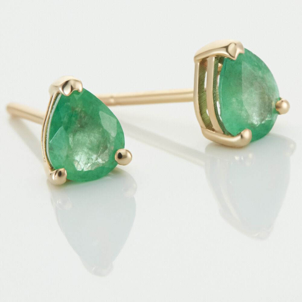 Boucles D'oreilles Puces Or Jaune Isador Emeraude - Puces Femme | Marc Orian