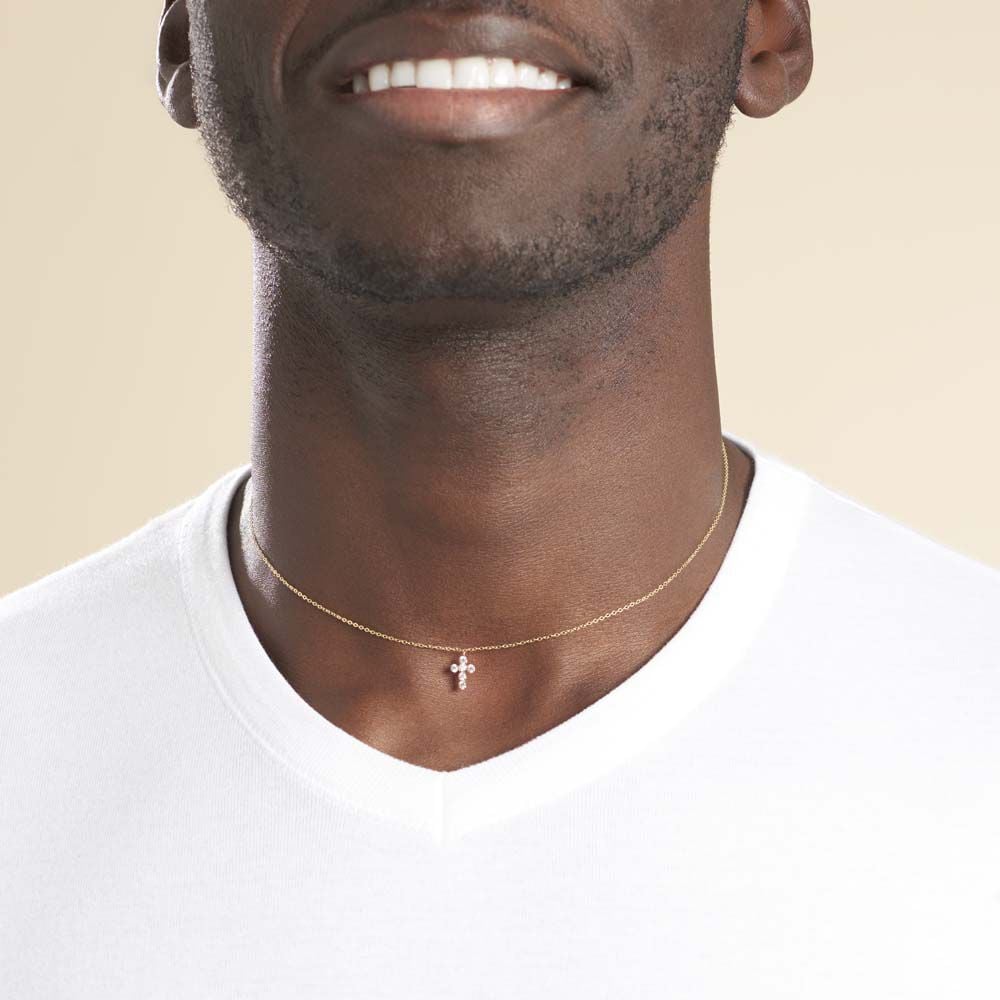Collier Canice Croix Or Jaune Oxyde De Zirconium - Colliers avec pierres Famille | Marc Orian