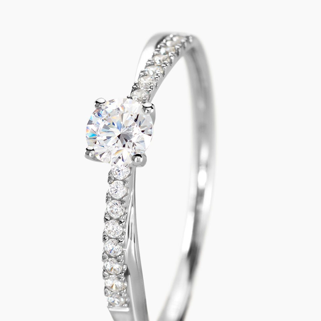 Bague Solitaire Kanel Or Blanc Oxyde De Zirconium - Bagues Solitaire Femme | Marc Orian