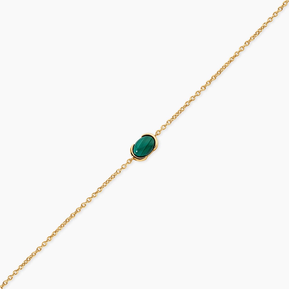 Bracelet Nymphe Argent Dor&eacute; A L'Or 750/1000 Malachite - Bracelets cha&icirc;nes Femme | Marc Orian