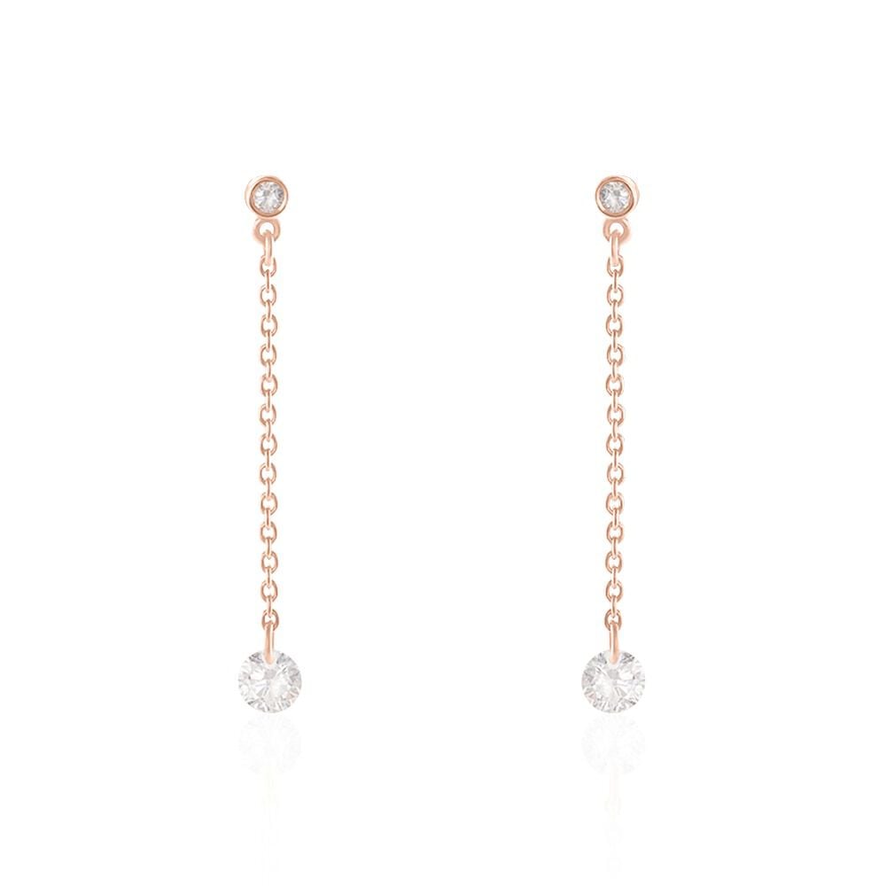 Boucles D'oreilles Pendantes Constantin Argent Rose Oxyde De Zirconium - Pendantes Femme | Marc Orian