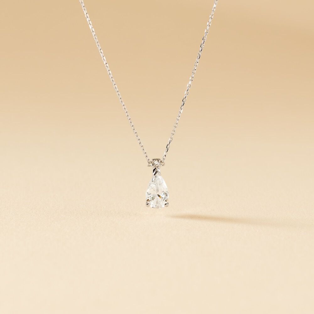 Collier Enis Or Blanc Oxyde De Zirconium Et Olivine - Colliers avec pierres Femme | Marc Orian