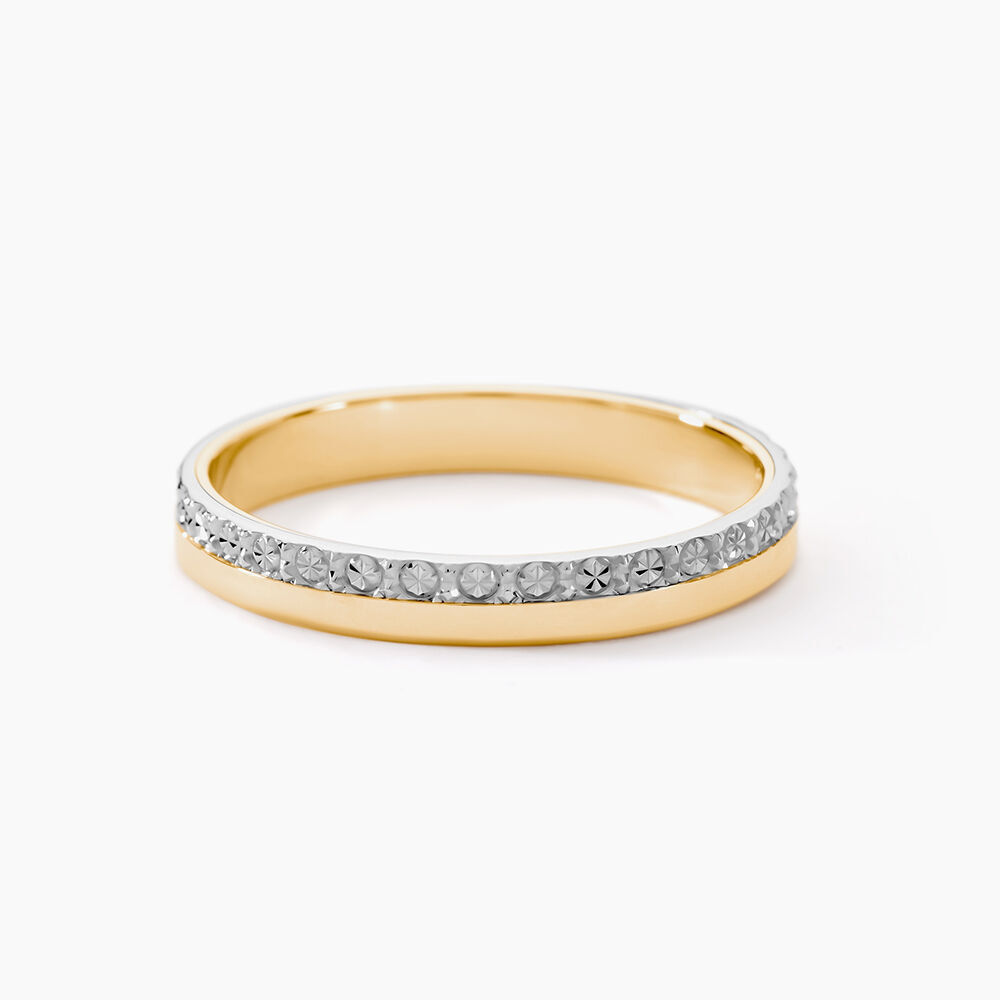 Alliance Fantaisie Diamantee Ruban Plat Or Bicolore - Alliances duo Femme | Marc Orian