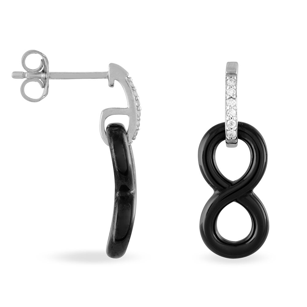 Boucles D'oreilles Pendantes Celinia Argent Blanc Céramique Et Oxyde - Pendantes Femme | Marc Orian