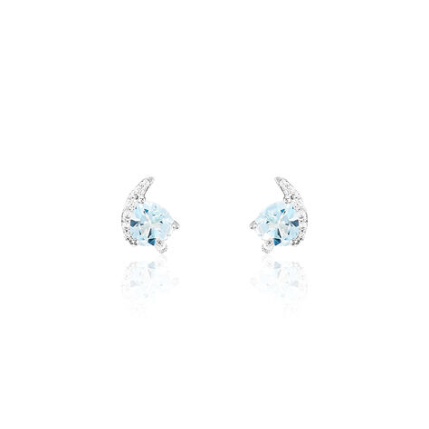 Boucles D'oreilles Puces Coeur In Love Or Blanc Topaze Et Oxyde - Clous d'oreilles Femme | Marc Orian