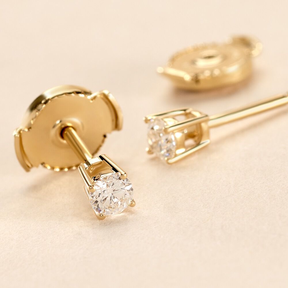Boucles D'oreilles Puces Or Jaune Aphrodite Diamants - Puces Femme | Marc Orian