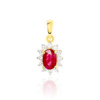 Pendentif Or Jaune Rubis Diamants