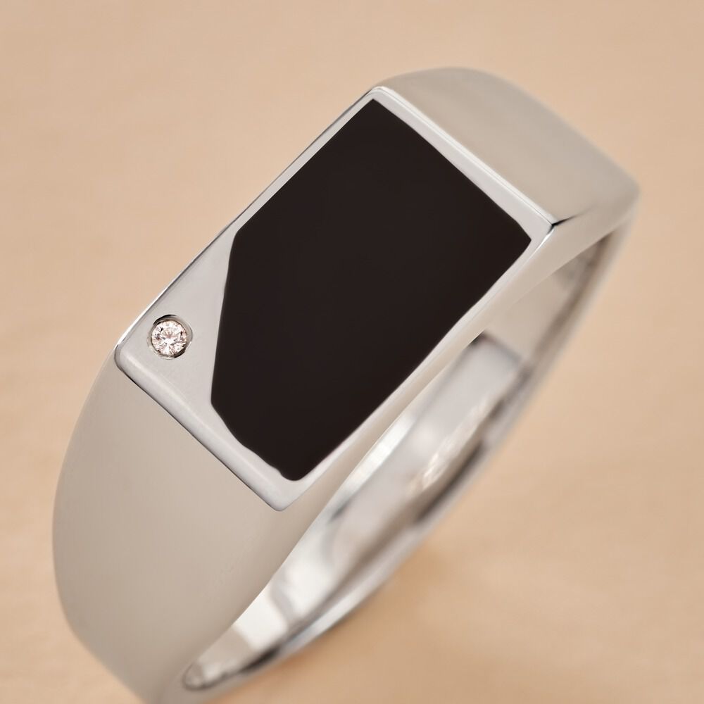 Chevalière Argent Blanc Python Email Et Oxyde De Zirconium - Chevalières Homme | Marc Orian