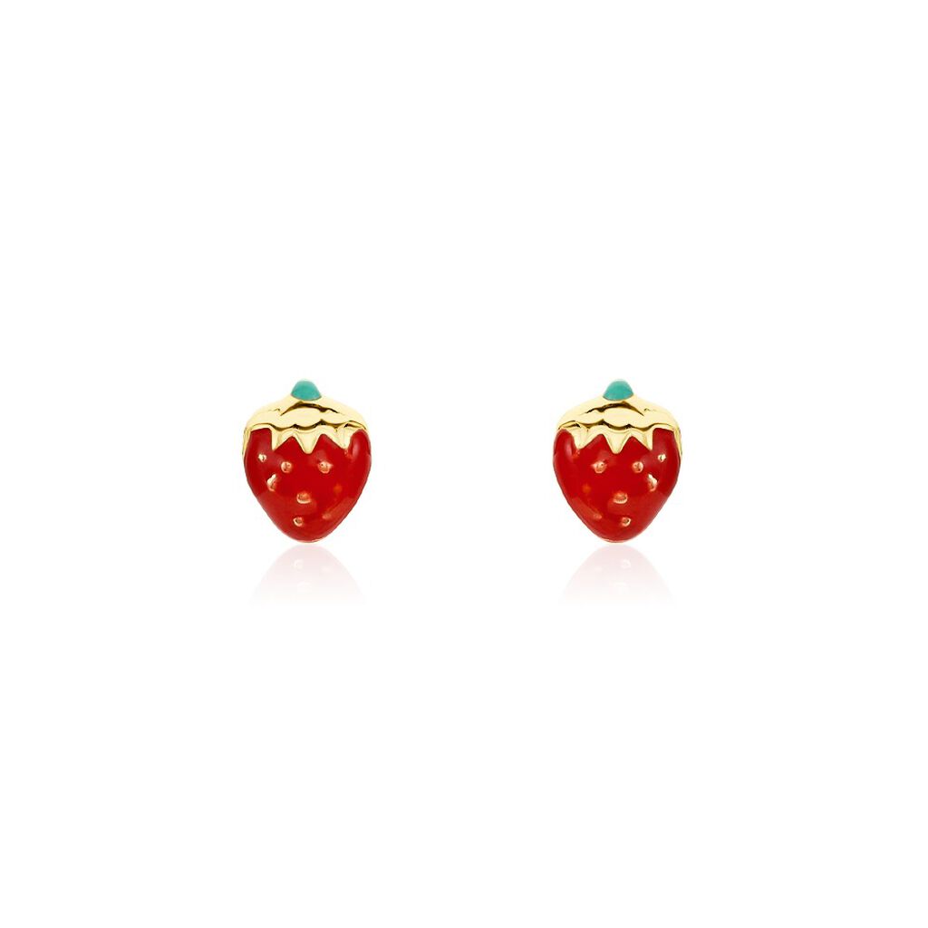 Boucles D'oreilles Puces Elizabetae Fraise Or Jaune - Puces Enfant | Marc Orian