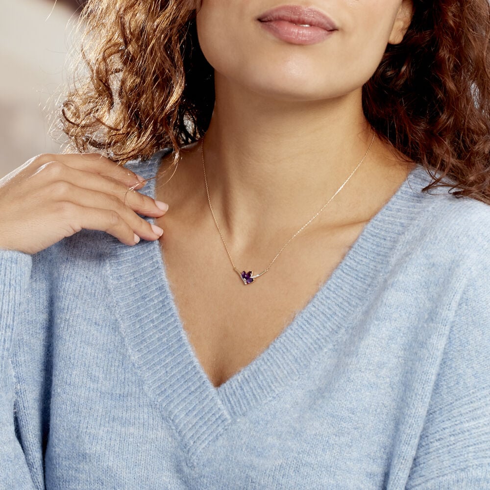 Collier Augustina Or Jaune Amethyste Oxyde De Zirconium - Colliers avec pierres Femme | Marc Orian
