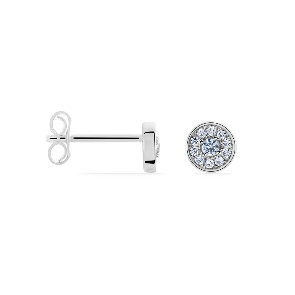 Boucles D'oreilles Puces Auxana Argent Blanc Oxyde De Zirconium - Puces Femme | Marc Orian