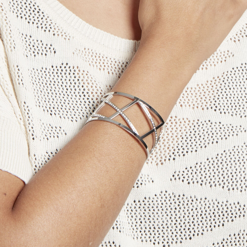 Bracelet Jonc Melodi Acier Blanc Strass - Bracelets Pierre Femme | Marc Orian
