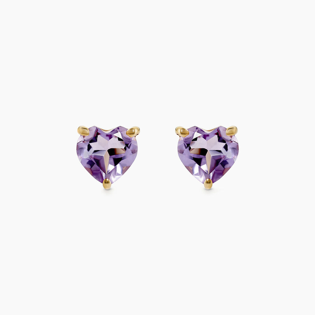 Boucles D'oreilles Puces Salona Or Jaune Amethyste - Puces Femme | Marc Orian